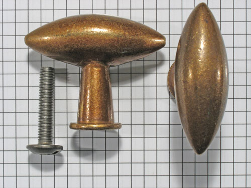 Knop_3441, Ovale knop brons,20x54mm